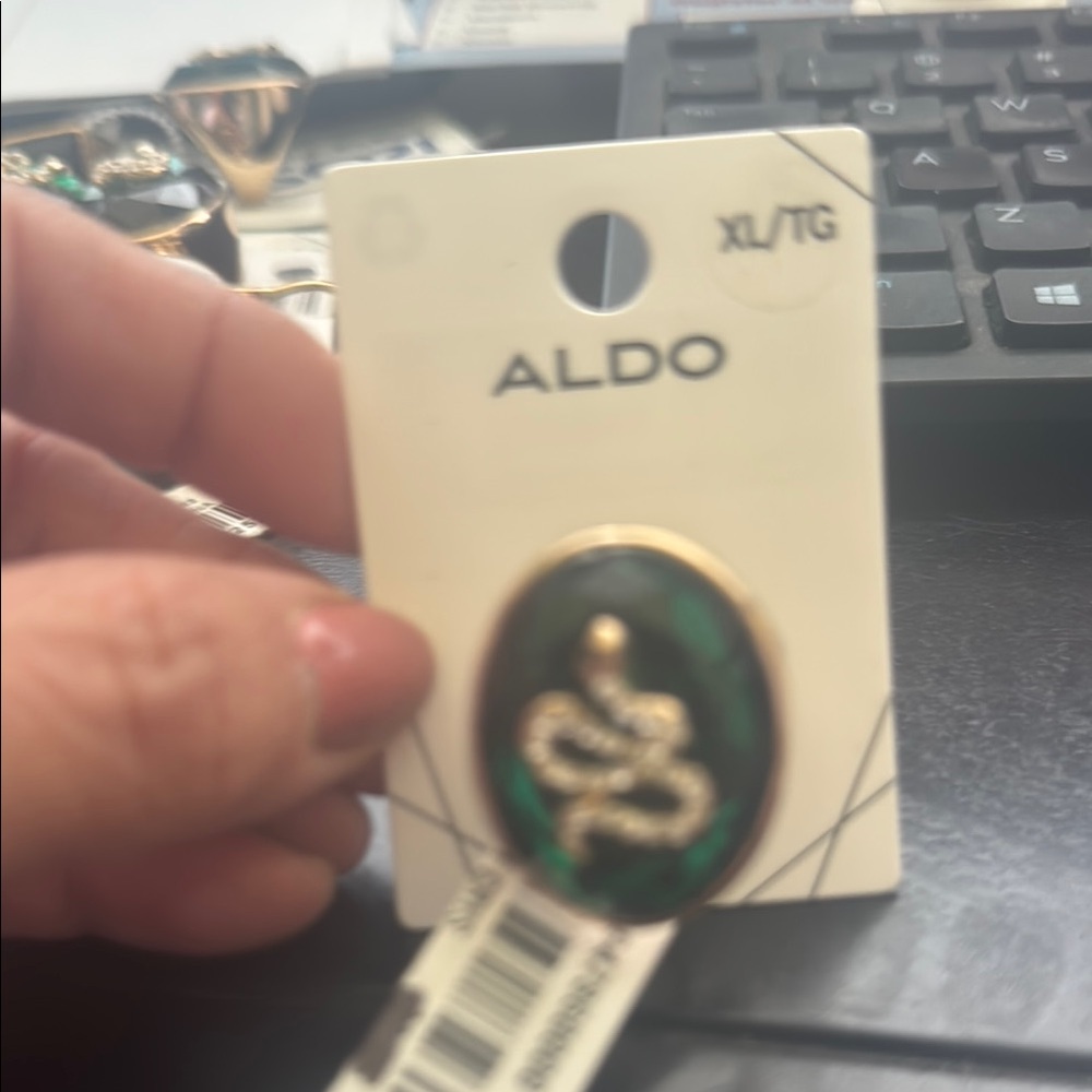 Aldo Gold and Dark Green Snake Ring
